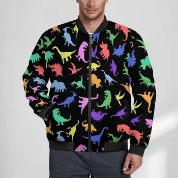Забавни ежедневни якета с динозаври, мъжки палта с цветни животни принтом, Есенна модерно яке, Водоустойчив Свободна ветровка по поръчка, големи размери