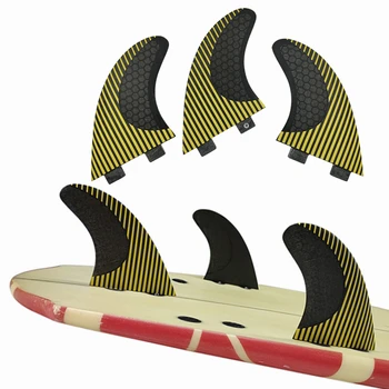 Перките L Tri UPSURF FCS, Перки за сърфиране с подруливающим устройство G7, Перки за дъски за сърф в жълта ивица с двойни первази, Перки за сърфиране на Върхова производителност Quilhas