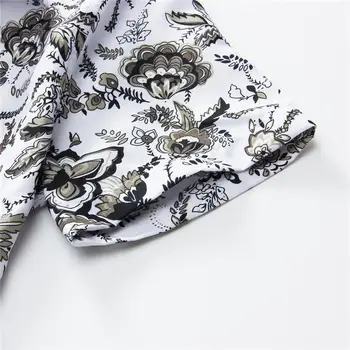 Мъжка риза с флорална принтом с къс ръкав, черна Лятна риза с флорална принтом екзотични растения, цветя модел на шията, облегающая фигура 3