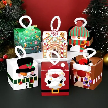 8шт Коледни Картонени Кутии С Въжета Дядо Коледа, Опаковка на Шоколади И Бисквити Коледно Дърво Висулка 2023 Натальный Коледен Декор За Парти