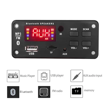 Безжична Bluetooth 5.0 MP3 WMA Такса Декодер на Автомобилни Аудио USB TF FM-Радио Модул Цветен Екран и MP3 Плейър С Дистанционно Управление 12V 1