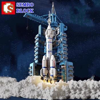 Начална база SEMBO Jiuquan градивен елемент на модел на ракета Китайска колекция от космическата индустрия играчка ръководство за монтаж подарък за рождения си ден