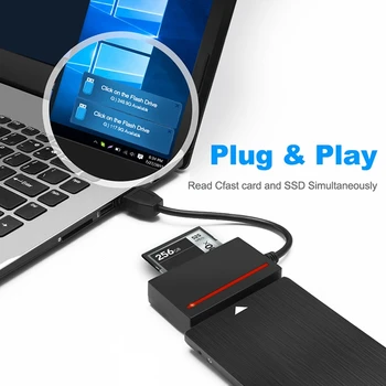 Адаптер USB 3.0 SATA, четец на карти Cfast и 2,5-инчов твърд диск HDD/едновременно четене, запис на SSD и CF карти 1