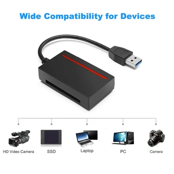 Адаптер USB 3.0 SATA, четец на карти Cfast и 2,5-инчов твърд диск HDD/едновременно четене, запис на SSD и CF карти 3