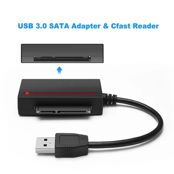 Адаптер USB 3.0 SATA, четец на карти Cfast и 2,5-инчов твърд диск HDD/едновременно четене, запис на SSD и CF карти 4