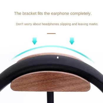 Класическа дървена поставка за слушалки и Държач за слушалки Закачалка от орехово дърво Дисплей за слушалки всякакъв размер Поставка за дисплея от орехово дърво 5