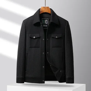 Есен/Зима 2023, нова раирана яке-поло, модерно универсално палто в мъжки стил
