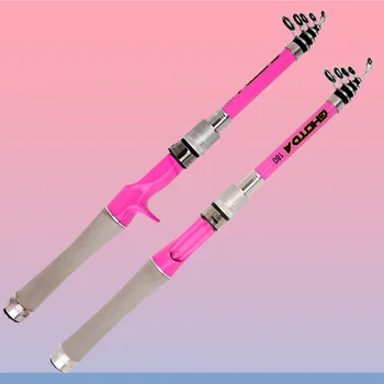 Телескопичен Прът за Начинаещи и Предене / Кастинговая Риболовна Макара Combo Pink Fish Tackle 1,5 м 1,8 м на 2,1 м 2,4 м Прът От Въглеродни Влакна 3