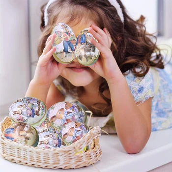 Комбинираното великденско декорация на Великденски яйца от калай Цветен заек Lron Egg Candy Eggshell