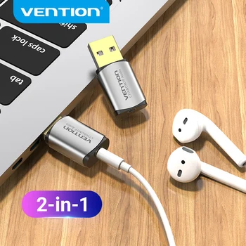 Звукова Карта Vention USB Аудиоинтерфейс Външна Звукова карта USB Адаптер 3,5 мм За Лаптоп Говорител PS4 Слушалки, USB и Микрофон Звукова Карта