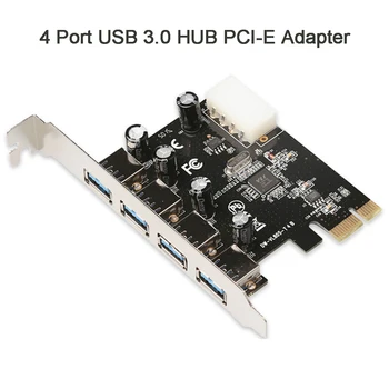 4-Портов USB 3.0 PCI-e Карта за разширение PCI Express PCIe USB 3.0 Хъб Адаптер С 4-Портов USB3.0 USB 3.0 Контролер PCI-e Express