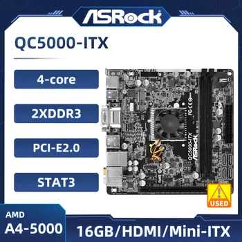 Дънната платка на ASRock QC5000-ITX Mini-ITX AMD FT3 Kabini A4-5000 Quad-core APU 2xDDR3 16 GB SATA 3 HDMI USB 3.1
