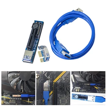 Адаптер PCI-E Странично PCIE PCI-Express X1, X4 с удлинительным кабел USB3.0