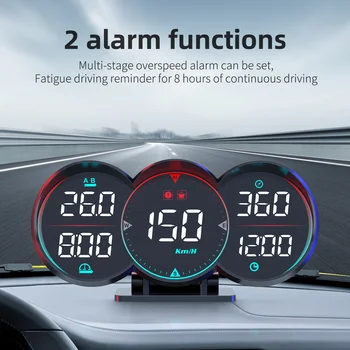 Нов G17 HUD GPS Heads Up дисплей LCD за измерване на скоростта, измерване на наклон, аларма за температурата на водата на маслото в колата си, инструмент за измерване на скоростта, за превишаване на скоростта