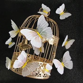 12 бр./компл., ярка 3D стикер на стената с пеперуди, Пеперуди, украса спални, стая за сватбена декорация, стикери магнит за хладилник