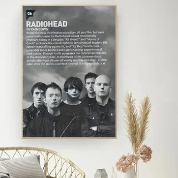 Музикален плакат рок група Radiohead Самоклеящийся художествен плакат Ретро стикер от крафт-хартия САМ Room Bar, Cafe Ретро декоративен 2