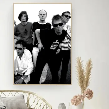 Музикален плакат рок група Radiohead Самоклеящийся художествен плакат Ретро стикер от крафт-хартия САМ Room Bar, Cafe Ретро декоративен 4