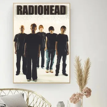 Музикален плакат рок група Radiohead Самоклеящийся художествен плакат Ретро стикер от крафт-хартия САМ Room Bar, Cafe Ретро декоративен 5