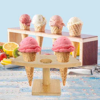 Титуляр Конус Поставка За Сладолед Рафтове За Суши Дисплей Roll Храна За Ръчно Парти Вафля За Кифли Японски Шишарки Дървени Поставки За Пуканки 2