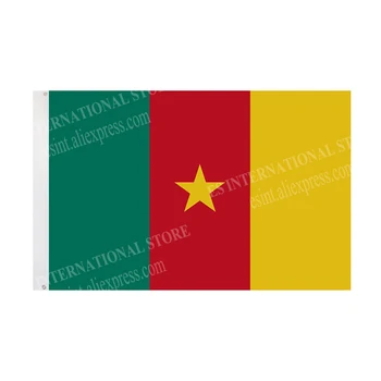 Знаме на Камерун С националната графика, дизайн подвесного банер с потребителски печат, Спорт на открито, Втулка за капак вала от полиестер 3X5 ФУТА 90X150 см