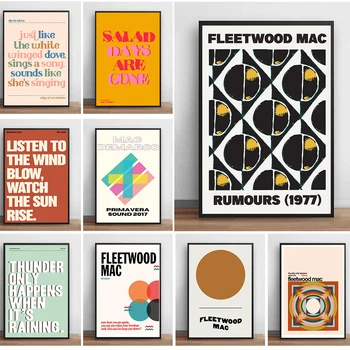 Музикален плакат на Fleetwood Mac, слухове, музика, текстове на песни, платно, стенно изкуство, картини, Скандинавските слухове, начало декор за хола
