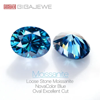 GIGAJEWE Муассанит Овална Кройка NovaColor Blue VVS1 Premium скъпоценни Камъни Россыпной Диамант е Преминал Тест Скъпоценен Камък За Бижута 1