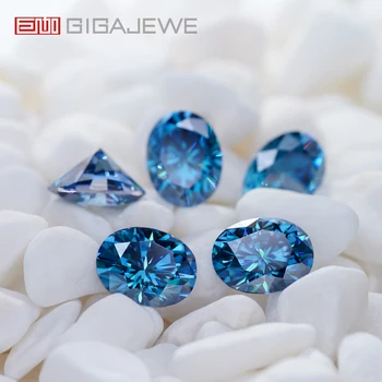 GIGAJEWE Муассанит Овална Кройка NovaColor Blue VVS1 Premium скъпоценни Камъни Россыпной Диамант е Преминал Тест Скъпоценен Камък За Бижута 4