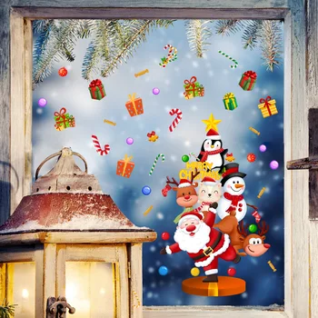 Двустранен видима стикер на стената, Коледно дърво, Празнична декорация, от стъкло прозорец