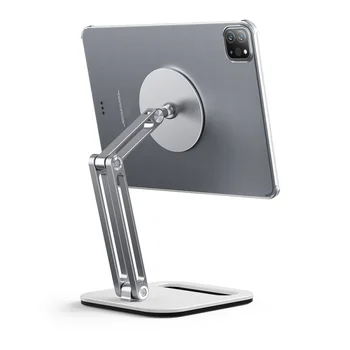 Универсален държач за телефон и таблет от алуминиева сплав, Гъвкава стойка, сгъваема закачалка за ръце, Регулируеми сгъваем за iPad Pro, Магнитно закопчаване