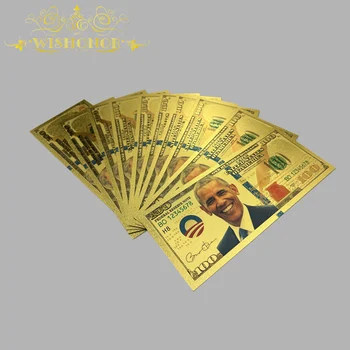 10шт Банкноти Ница America Барак Обама с Позлатени с 24-Каратово за събиране