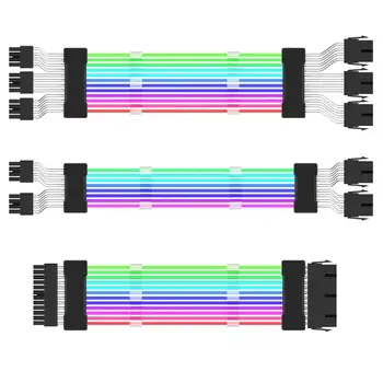 Адресуемый удължителен кабел за захранване RGB ARGB захранване ATX 24Pin PCIe графичен процесор Двойна Тройна 8-пинов 6 + 2Pin Кабел Цветни Кабели модули