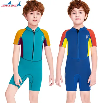 2023 Нов 2,5 мм детски неопрен Shorty Thermal Swimsuit от ликра, слънцезащитен костюм с цип отпред за деца, плуване с маска и шнорхел, сърф