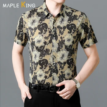 Мъжки ризи с флорални принтом в стил steampunk, летни Ежедневни ризи Camisa Social Masculina Luxo, мъжки бизнес ризи 4XL