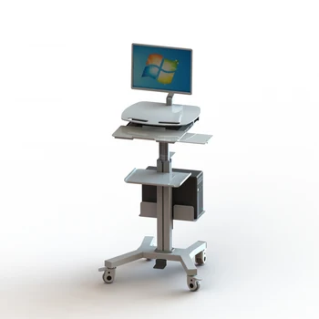 Универсално работно място, регулируеми по височина мобилна медицинска компютърна количка, таблетка за болници за VESA