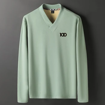 двупосочен velvet пуловер с V-образно деколте, дебели топло спускане, мъжка тениска с дълъг ръкав, бархатное топлинна бельо от висок клас за мъже