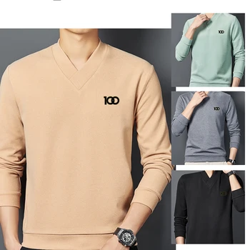 двупосочен velvet пуловер с V-образно деколте, дебели топло спускане, мъжка тениска с дълъг ръкав, бархатное топлинна бельо от висок клас за мъже 1