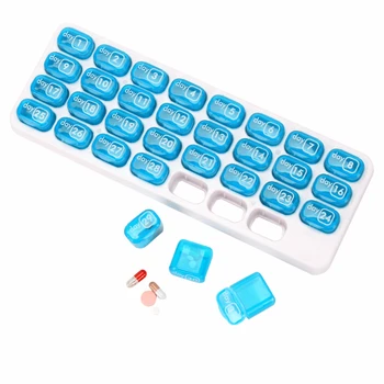 Кутия за хапчета с клавиатура на 31 мрежа, Подвижни Персонални опаковка на хапчета, Преносим органайзер за хапчета за един месец / контейнер за таблетки за Vita