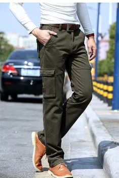 Мъжки ежедневни свободна работно облекло в стил милитари зелено Каки с много джобове, панталони