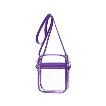 Прозрачната чанта, одобрен за стадиона, прозрачна чанта с регулируема пагон за спорт на открито, лилаво