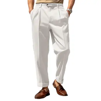 2023 Нови мъжки костюмные панталони, обикновена ежедневните бизнес панталони, плътно прилепнали панталони, качествени мъжки класически сватбени панталони за младоженеца