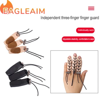 Ръкавици за стрелба с лък, език за лък, кожен традиционен извит лък, американски ловен лък, защита на пръстите на ръцете (опаковка от 3 броя)