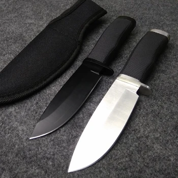 Военни ножове с фиксирано острие, нож за оцеляване на открито, инструмент за спасяване на природата, Къмпинг, лов, Тактически нож + найлон сабя, черен / сребрист