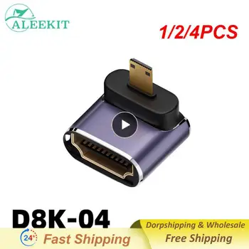 1/2/4ШТ Ъглов U-образна форма на L-конвертор Mini Male към HDMI-съвместим 2.1 Женски Удължител 4K 8K 60Hz Адаптер