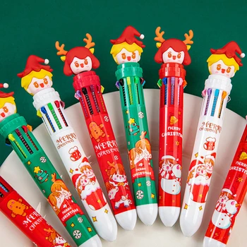 Гел дръжка във формата на Коледно 10 цвята, скъпа химикалка писалка Kawaii, Боядисана дръжка за деца, ученически пишещи средства, канцеларски материали, 1 бр.