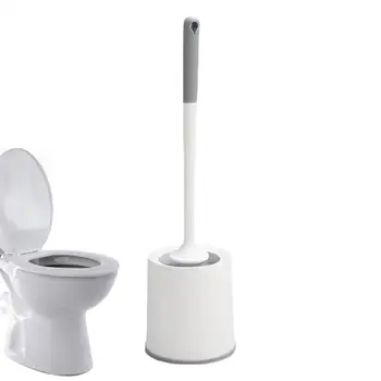 Четка за тоалетна с подвижна дръжка, инсталиране на стена, препарат за почистване на баня с кръгла глава, четка за почистване на баня с дълга дръжка, скрубер за тоалетна