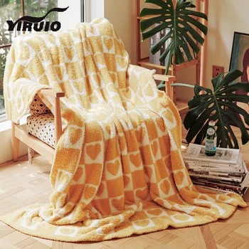 YIRUIO Реколта на шахматната дъска, покривки под формата на сърце, Класически шик разтегателен диван, кожен уютна спалня от микрофибър, разтегателен, вязаное клетчатое одеяло