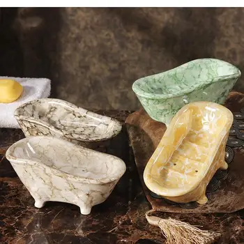Креативна керамична препарат за съдове от европейския мрамор за източване на препарат за съдове за ръчна работа Поставка за сапун в банята Креативни Декоративни аксесоари за баня 4