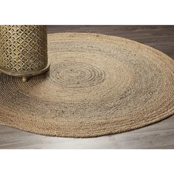 Подложка от 100% естествена юта, Обръщане на Кръгла подложка за пода, Сплетен Модерен килим за хол
