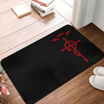 Fullmetal Alchemist Flamel Insignia, Червен нескользящий килим, килимче за баня, с подложка за спални, Добре дошли у дома, мат