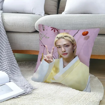 Декоративни калъфки за възглавници 40x40 с двустранен печат, кресла за почивка KPOP Hwang Hyunjin, къса плюшен калъфка за тялото, калъфка за възглавница